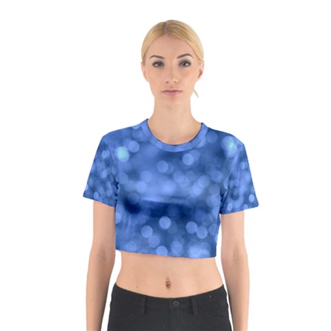 Light Reflections Abstract No5 Blue Cotton Crop Top from ArtsNow.com