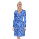 Light Reflections Abstract No5 Blue Long Sleeve Velvet Front Wrap Dress
