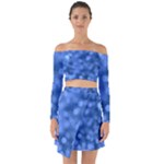 Light Reflections Abstract No5 Blue Off Shoulder Top with Skirt Set