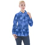 Light Reflections Abstract No5 Blue Women s Long Sleeve Pocket Shirt