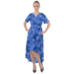 Light Reflections Abstract No5 Blue Front Wrap High Low Dress