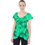 Light Reflections Abstract No10 Green Lace Front Dolly Top