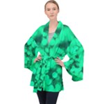 Light Reflections Abstract No10 Green Long Sleeve Velvet Kimono 