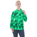 Light Reflections Abstract No10 Green Women s Long Sleeve Pocket Shirt