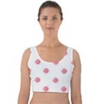 Lips Bubblegum Pattern Velvet Crop Top