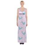Narwales Stars  Pattern Pink Thigh Split Maxi Dress