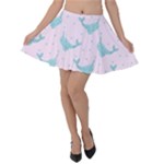 Narwales Stars  Pattern Pink Velvet Skater Skirt
