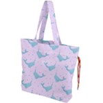 Narwales Stars  Pattern Pink Drawstring Tote Bag