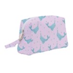 Narwales Stars  Pattern Pink Wristlet Pouch Bag (Medium)