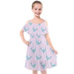 Narwales Stars  Pattern Pink Kids  Cut Out Shoulders Chiffon Dress