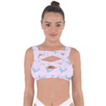 Narwales Stars  Pattern Pink Bandaged Up Bikini Top