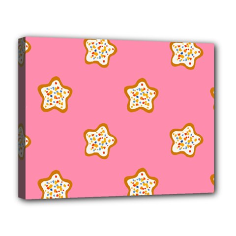 Cookies Pattern Pink Canvas 14  x 11  (Stretched) from ArtsNow.com