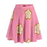 Cookies Pattern Pink High Waist Skirt