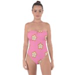Cookies Pattern Pink Tie Back One Piece Swimsuit
