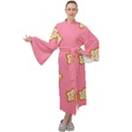 Cookies Pattern Pink Maxi Velour Kimono