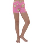 Cookies Pattern Pink Kids  Lightweight Velour Yoga Shorts