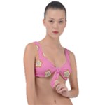 Cookies Pattern Pink Front Tie Bikini Top