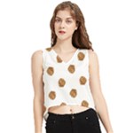 Pine cones White V-Neck Cropped Tank Top