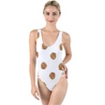 Pine cones White High Leg Strappy Swimsuit