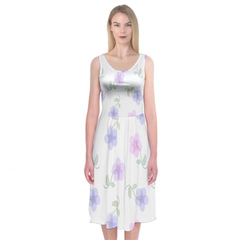 Flowers Pattern Midi Sleeveless Dress from ArtsNow.com