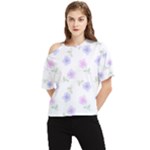 Flowers Pattern One Shoulder Cut Out Tee