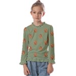 Pine cones green Kids  Frill Detail Tee