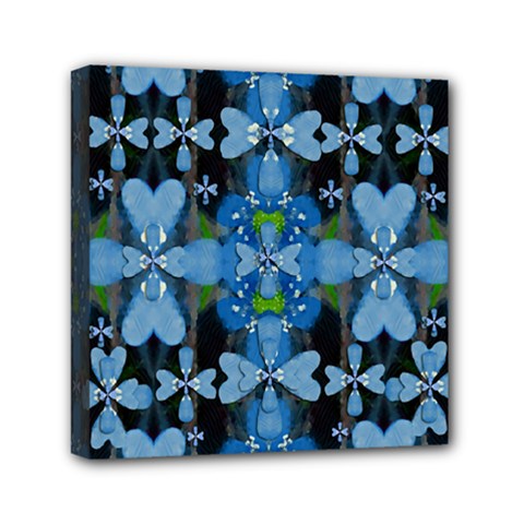 Rare Excotic Blue Flowers In The Forest Of Calm And Peace Mini Canvas 6  x 6  (Stretched) from ArtsNow.com