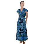 Rare Excotic Blue Flowers In The Forest Of Calm And Peace Flutter Sleeve Maxi Dress