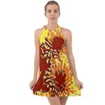 Sunflowers Halter Tie Back Chiffon Dress