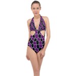 S1e1tina Halter Front Plunge Swimsuit