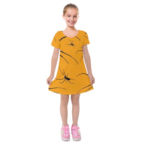 Scary Long Leg Spiders Kids  Short Sleeve Velvet Dress from ArtsNow.com