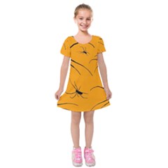 Scary Long Leg Spiders Kids  Short Sleeve Velvet Dress from ArtsNow.com