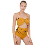 Scary Long Leg Spiders Scallop Top Cut Out Swimsuit