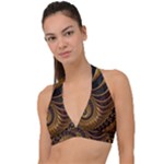 Shell Fractal In Brown Halter Plunge Bikini Top