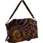 Shell Fractal In Brown Canvas Crossbody Bag