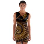 Shell Fractal In Brown Wrap Front Bodycon Dress