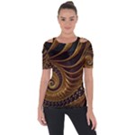 Shell Fractal In Brown Shoulder Cut Out Short Sleeve Top