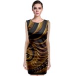 Shell Fractal In Brown Sleeveless Velvet Midi Dress
