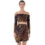 Shell Fractal In Brown Off Shoulder Top with Skirt Set