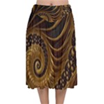 Shell Fractal In Brown Velvet Flared Midi Skirt
