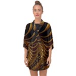 Shell Fractal In Brown Half Sleeve Chiffon Kimono