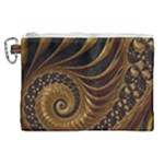 Shell Fractal In Brown Canvas Cosmetic Bag (XL)