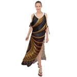 Shell Fractal In Brown Maxi Chiffon Cover Up Dress