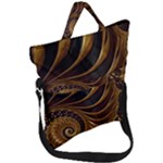 Shell Fractal In Brown Fold Over Handle Tote Bag