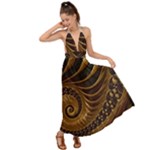 Shell Fractal In Brown Backless Maxi Beach Dress