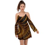 Shell Fractal In Brown Kimono Sleeves Boho Dress