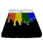 Gay Pride Flag Rainbow Drip On Black Blank Black For Designs Fitted Sheet (Queen Size)