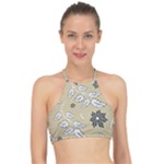 Folk flowers print Floral pattern Ethnic art Racer Front Bikini Top