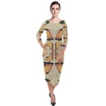 Abstract pattern geometric backgrounds  Abstract geometric  Quarter Sleeve Midi Velour Bodycon Dress