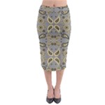 Floral folk damask pattern Fantasy flowers Floral geometric fantasy Midi Pencil Skirt